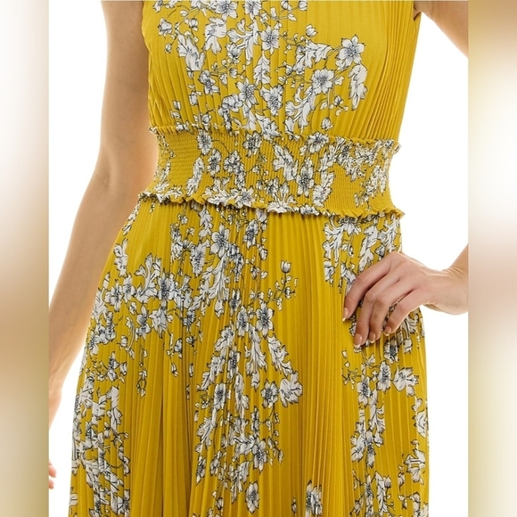 Nanette Lepore Women Chiffon Mock Neck Pleated Midi Dress Size 8 Floral NWT - Picture 2 of 3